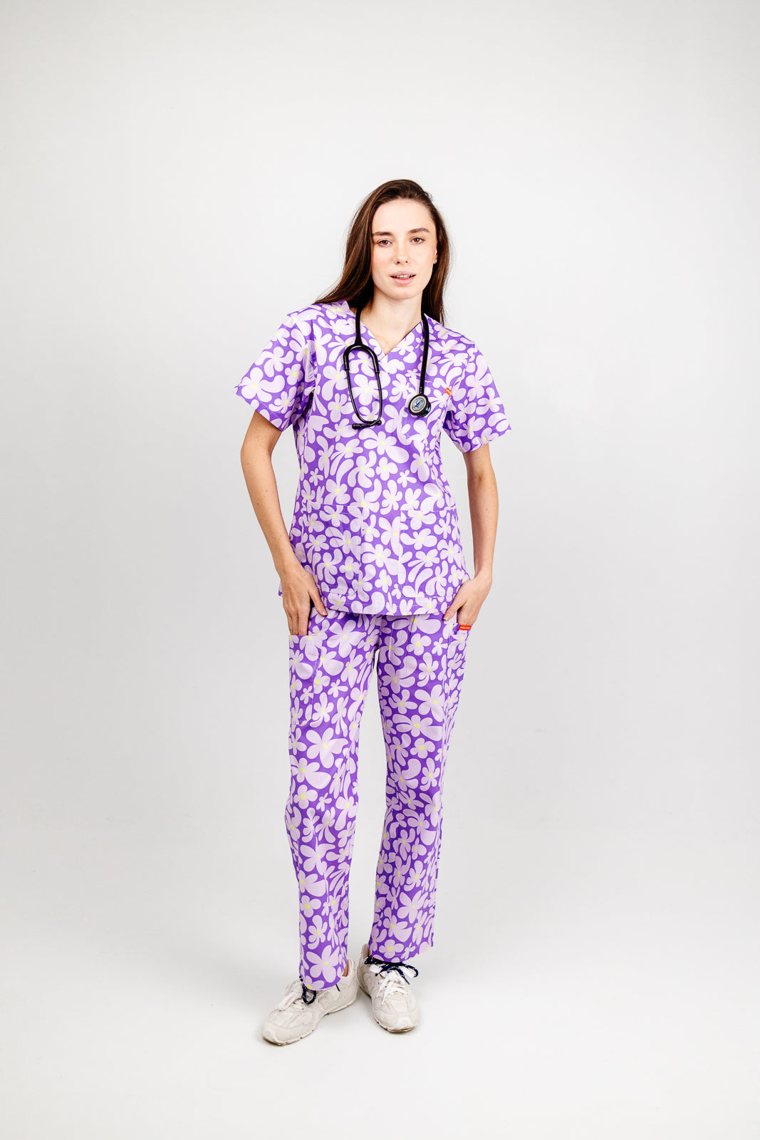 Purple Petals Scrub Set