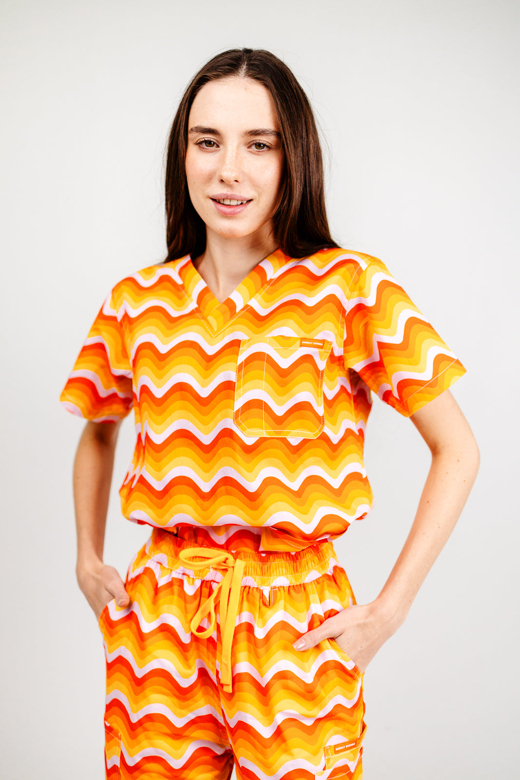 Orange Sunrise Scrub Set